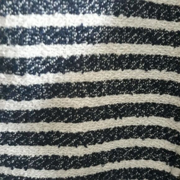 Ruby Rd Jacket Blazer Top Womens Size 10 Blue White Striped Fringed Pocket - Picture 6 of 12